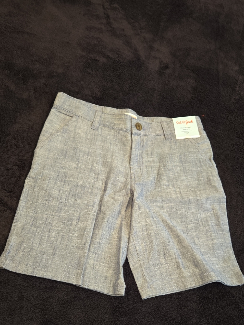 Cat & Jack Boys Blue Linen-Blend Flat Front Shorts